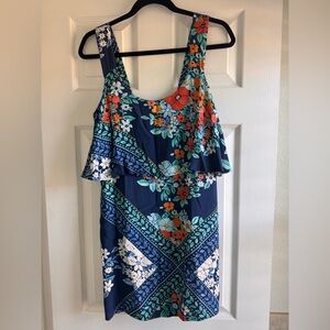 Maeve Floral Dress - Navy and Orange